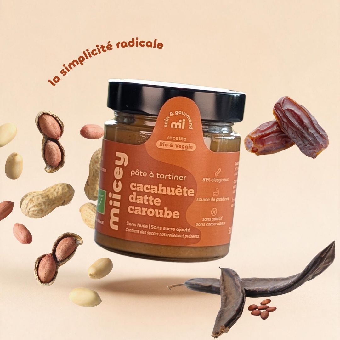 Pâte à tartiner bio Cacahuète Datte Caroube – 200g