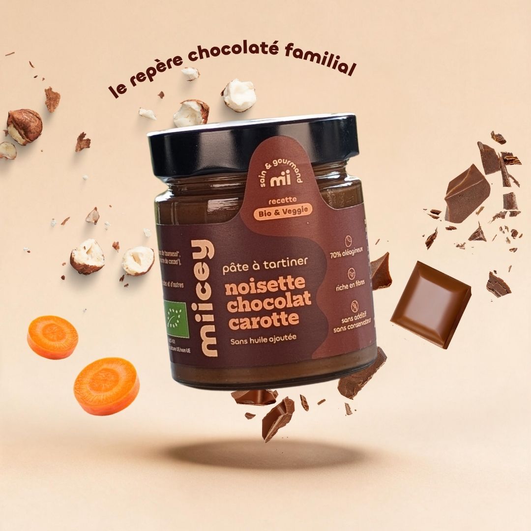 Pâte à tartiner bio Noisette Chocolat Carotte – 200g