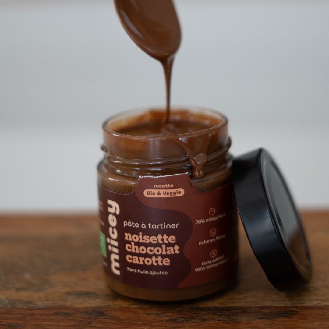 Pâte à tartiner bio Noisette Chocolat Carotte – 200g